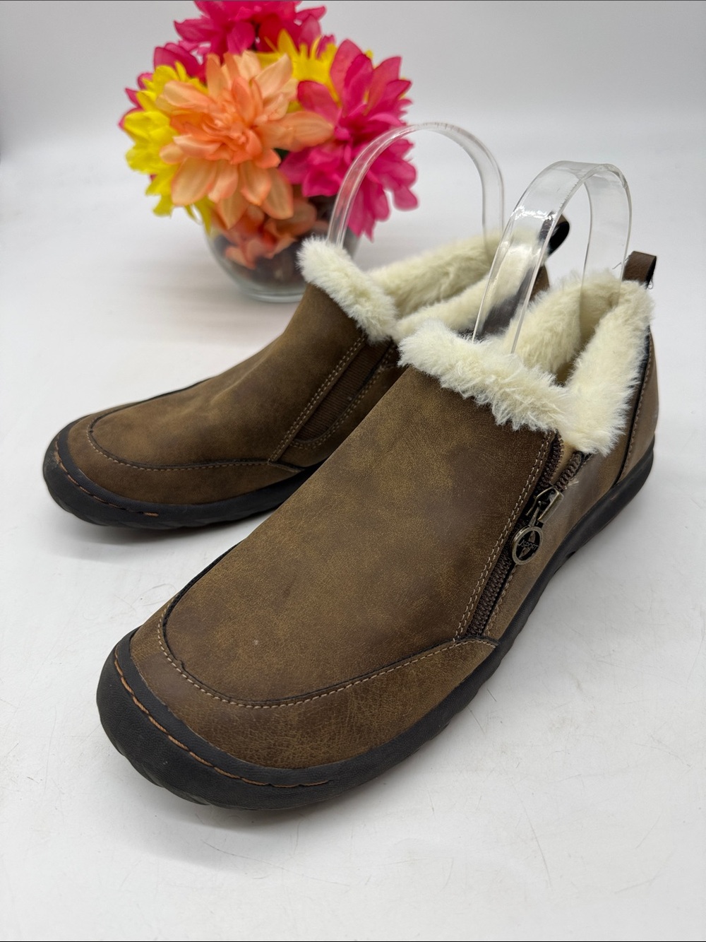 J-Sport Jambu Women’s Brown Faux-Fur Lined Slip-On Winter Shoes Size 9